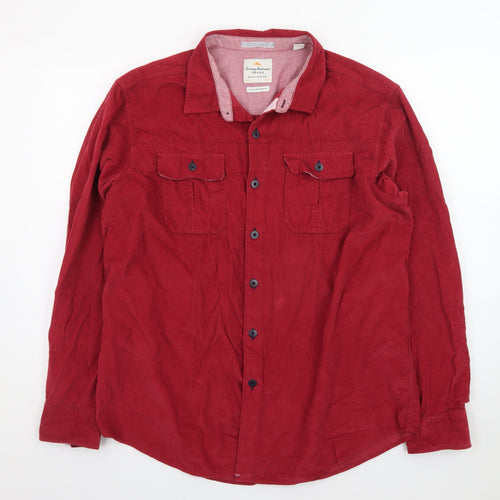 Tommy Bahama Men's Red Cotton Corduroy Long Sleeve Button-Up Shirt XL
