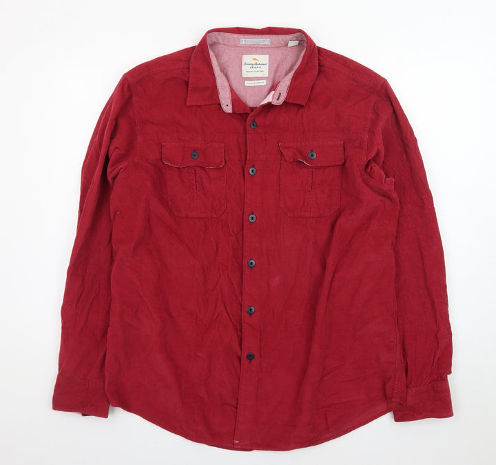 Tommy Bahama Men's Red Cotton Corduroy Long Sleeve Button-Up Shirt XL