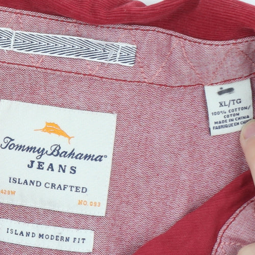 Tommy Bahama Men's Red Cotton Corduroy Long Sleeve Button-Up Shirt XL