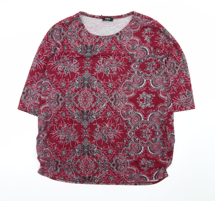 Klass Womens Red Paisley Tunic Jersey Top XL