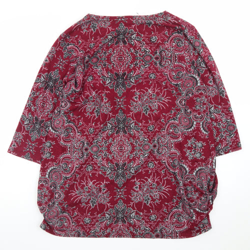 Klass Womens Red Paisley Tunic Jersey Top XL