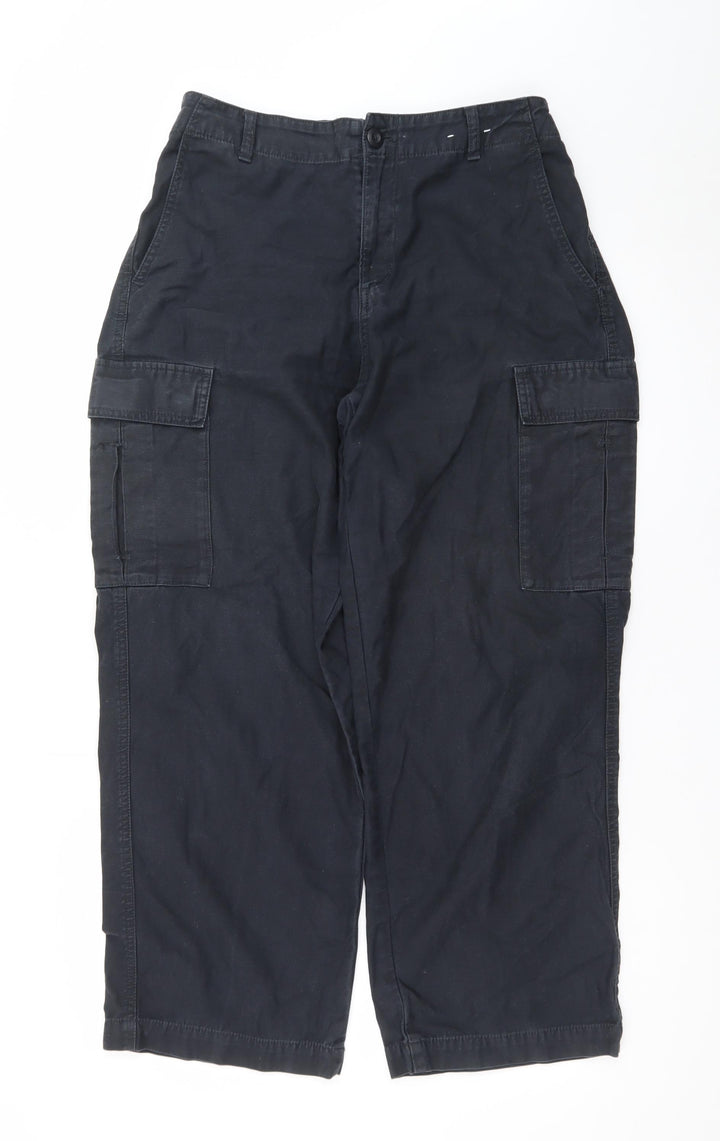 Uniqlo Men's Black Cargo Trousers L Regular Fit Cotton