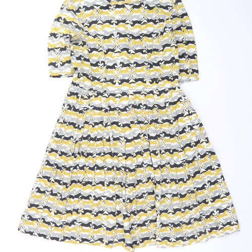 People Tree Women’s Yellow Fit & Flare Cotton Dress Size 12