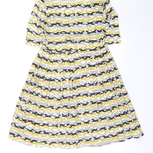 People Tree Women’s Yellow Fit & Flare Cotton Dress Size 12