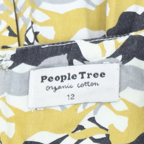People Tree Women’s Yellow Fit & Flare Cotton Dress Size 12