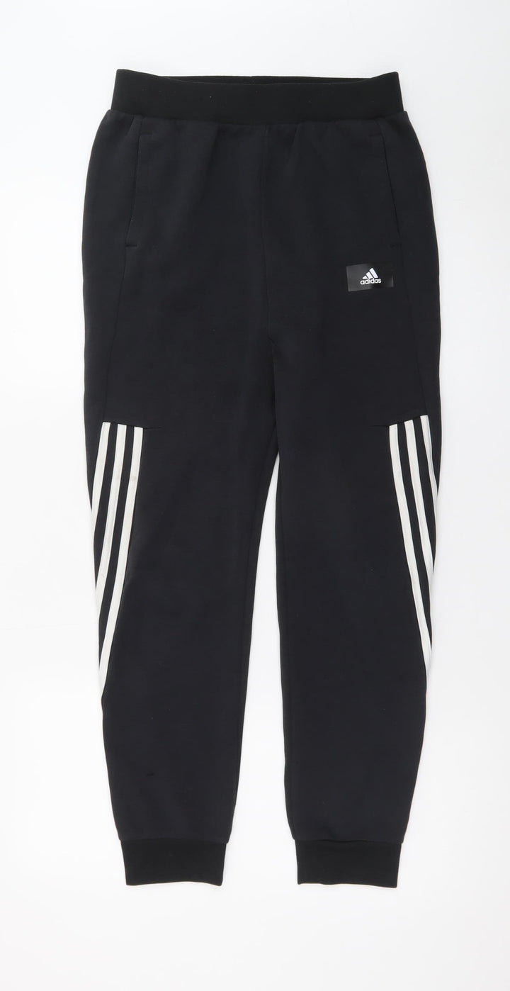 Adidas Boys Black Jogger Trousers 13-14 Years Elastic Waist Sportswear