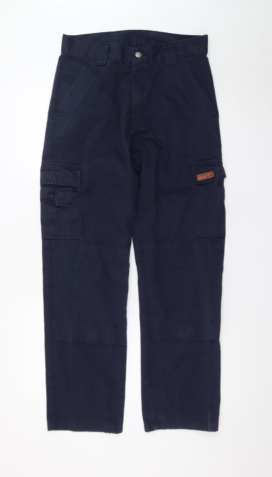 Wright Fits Men's Blue Cargo Work Trousers 30W 31L Cotton Regular Fit