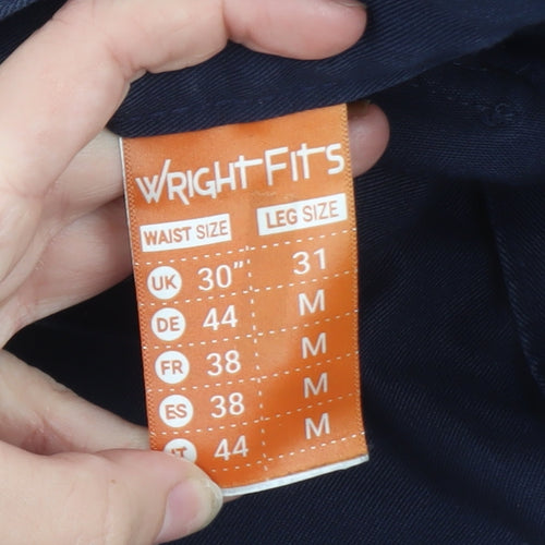 Wright Fits Men's Blue Cargo Work Trousers 30W 31L Cotton Regular Fit