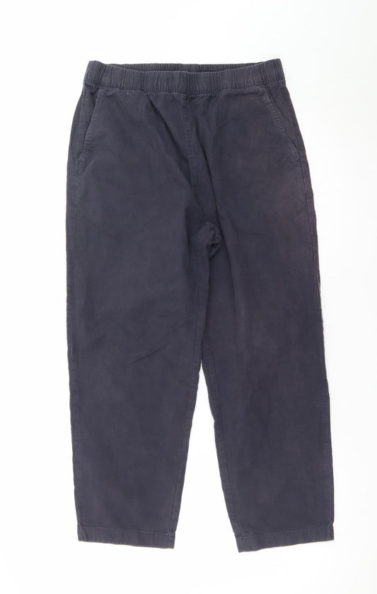 Uniqlo Men’s Black Cotton Chino Trousers L Elastic Waist Casual