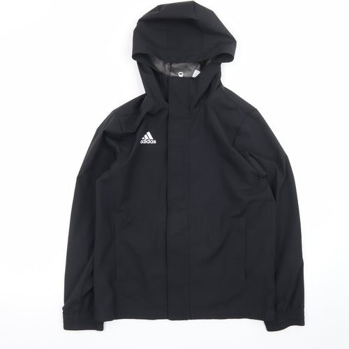 Adidas Boys Black Waterproof Hooded Rain Jacket 11-12 Years