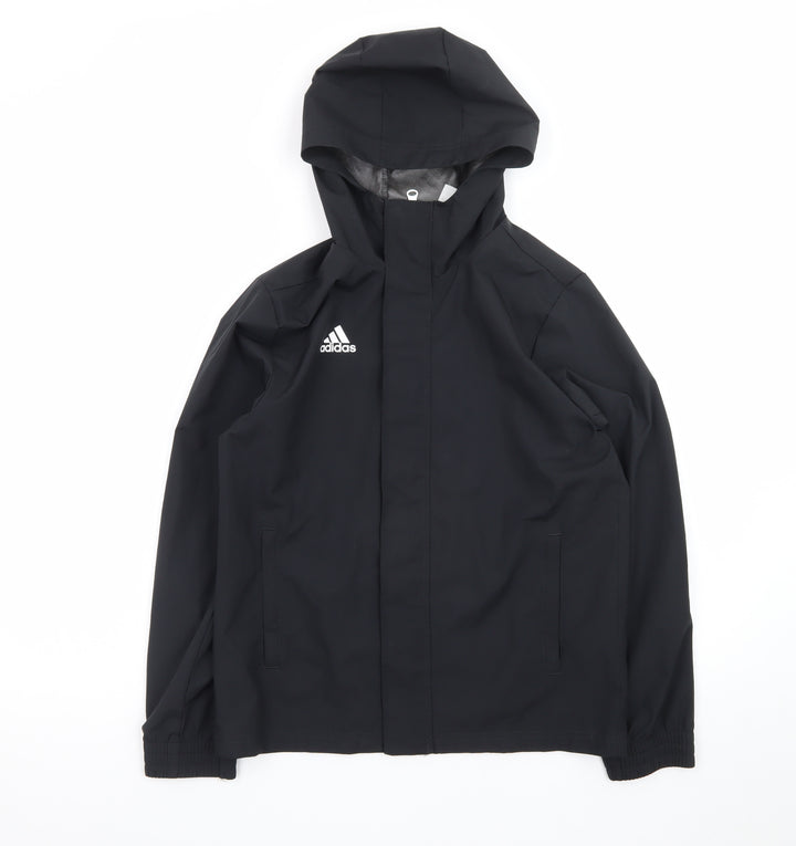 Adidas Boys Black Waterproof Hooded Rain Jacket 11-12 Years