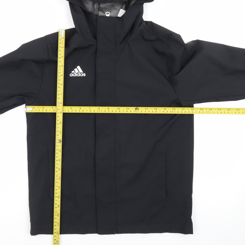 Adidas Boys Black Waterproof Hooded Rain Jacket 11-12 Years
