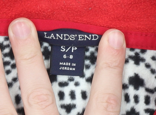 Lands' End Men's Black Fair Isle Fleece 1/4 Zip Sweatshirt S
