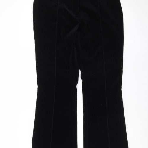 Marks and Spencer Women Black Velvet Flared Trousers Size 14