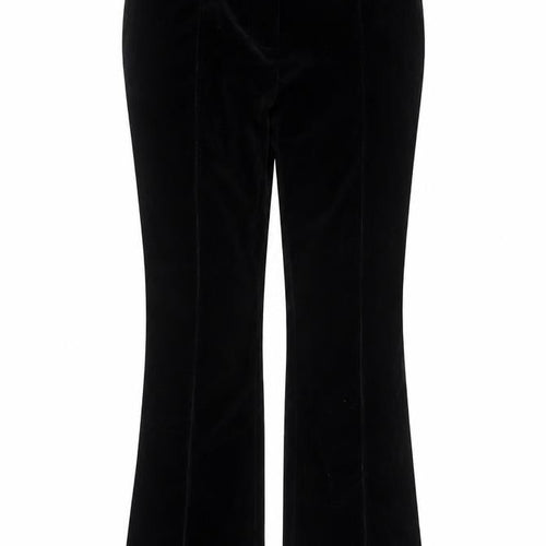 Marks and Spencer Women Black Velvet Flared Trousers Size 14