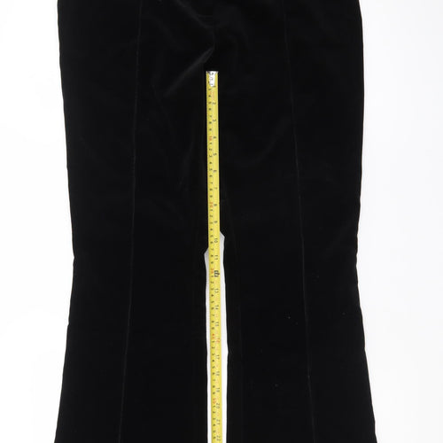 Marks and Spencer Women Black Velvet Flared Trousers Size 14