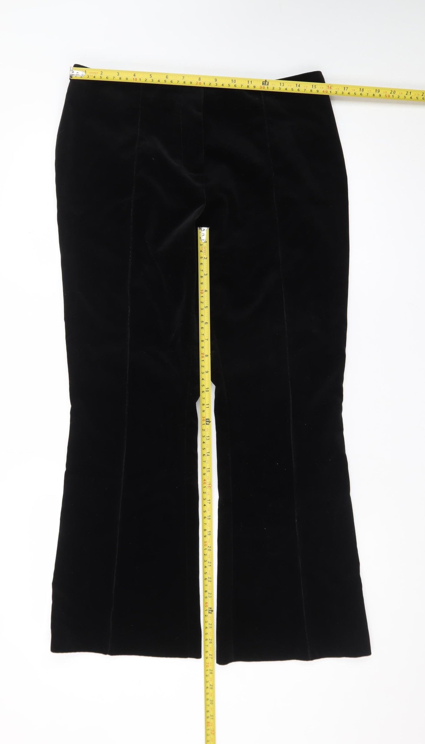Marks and Spencer Women Black Velvet Flared Trousers Size 14