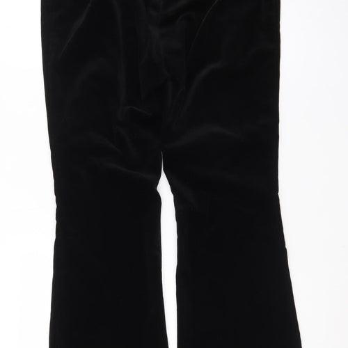 Marks and Spencer Women Black Velvet Flared Trousers Size 14