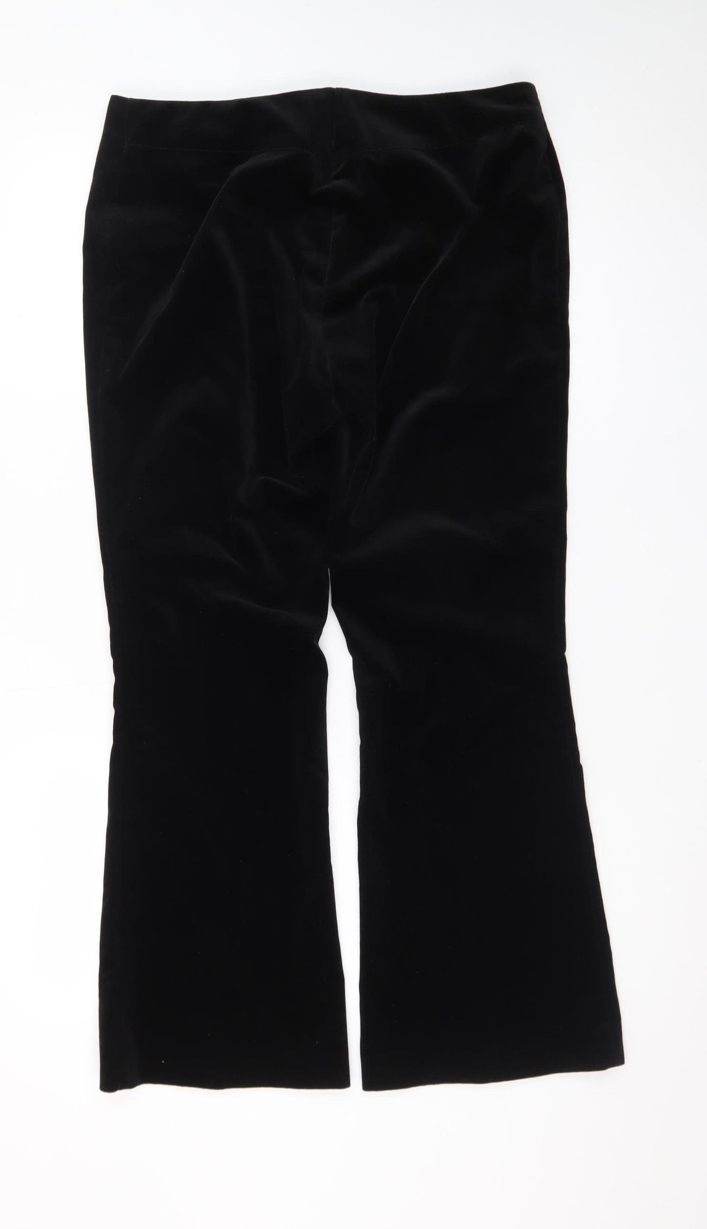 Marks and Spencer Women Black Velvet Flared Trousers Size 14