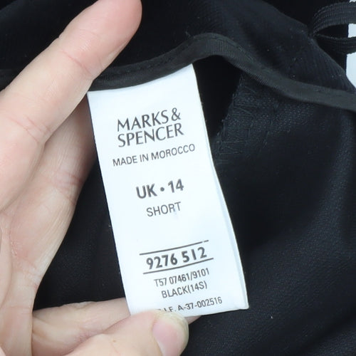 Marks and Spencer Women Black Velvet Flared Trousers Size 14