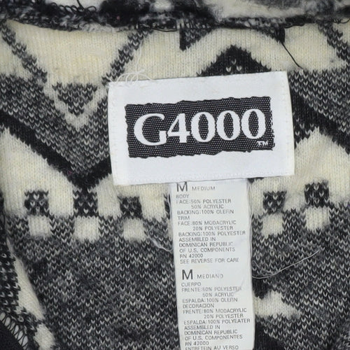 G4000 Men's Grey Fair Isle Fleece Jacket Medium Winter Zip Up