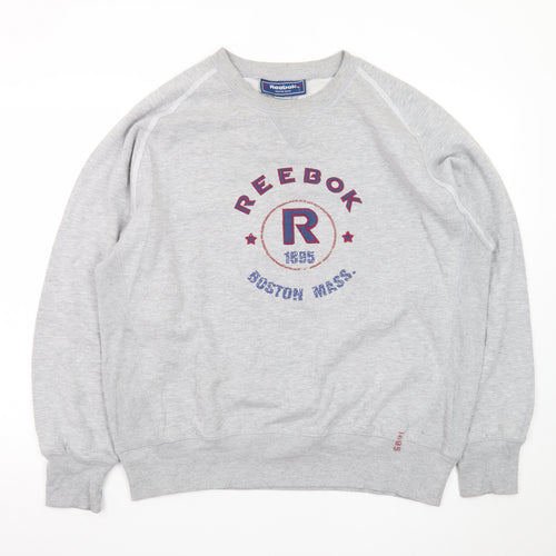 Reebok Men's Grey L Pullover Sweatshirt Crew Neck Sports Style