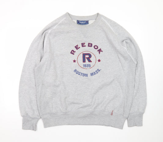Reebok Men's Grey L Pullover Sweatshirt Crew Neck Sports Style