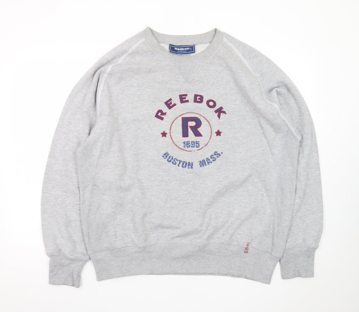 Reebok Men's Grey L Pullover Sweatshirt Crew Neck Sports Style