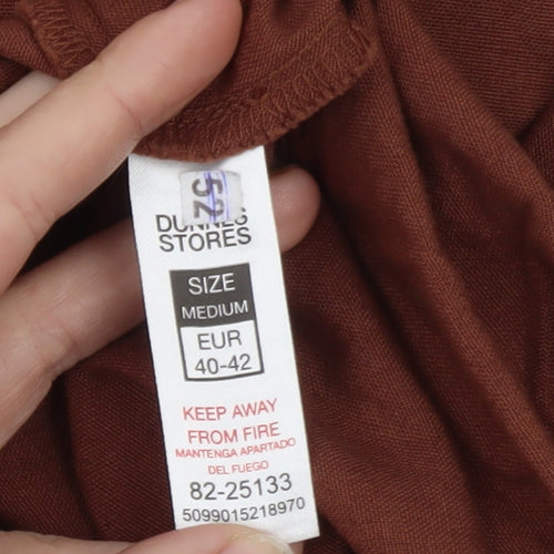 Dunnes Stores Women Brown Midi Cotton Linen Skirt Size 14