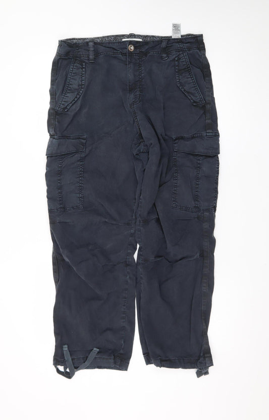 Marks and Spencer Men's Blue Cargo Trousers L Regular Fit