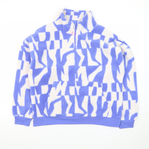 Dunnes Stores Women Blue & White Fleece Pullover Sweatshirt Small
