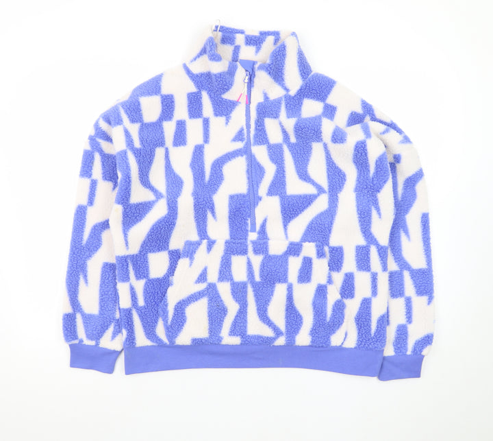 Dunnes Stores Women Blue & White Fleece Pullover Sweatshirt Small