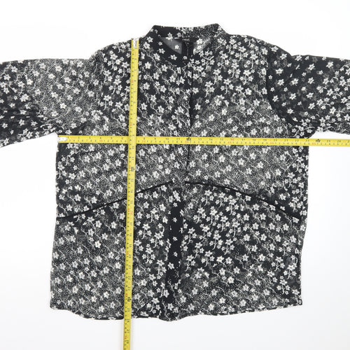 Next Womens Black Floral Chiffon Tunic Blouse Size 18