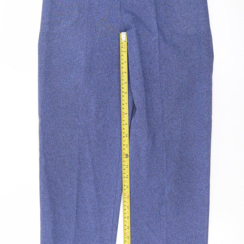 Emma Collection Women’s Blue Size 12 Polyester Elastic Waist Straight Trousers