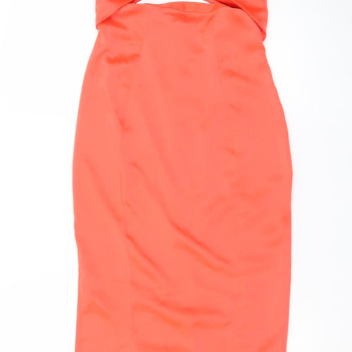 ASOS Women’s Orange Size 8 Bodycon Midi Dress with Cut Out Detail