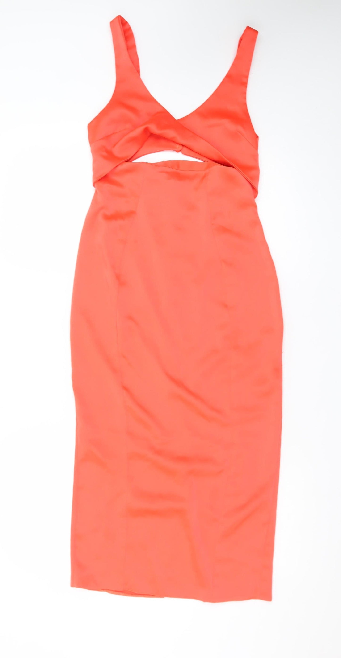 ASOS Women’s Orange Size 8 Bodycon Midi Dress with Cut Out Detail