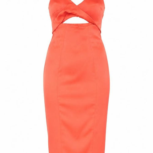 ASOS Women’s Orange Size 8 Bodycon Midi Dress with Cut Out Detail