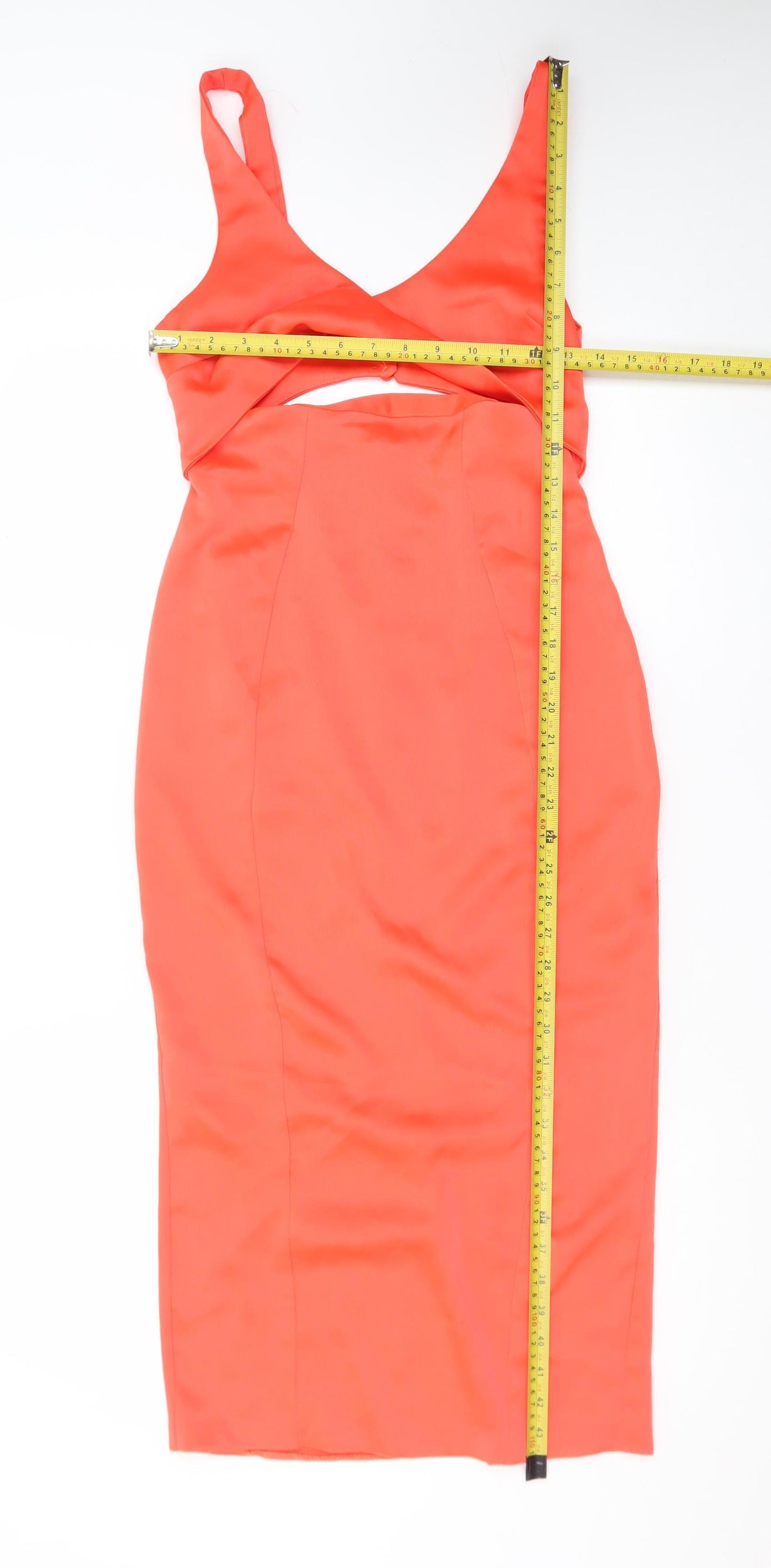 ASOS Women’s Orange Size 8 Bodycon Midi Dress with Cut Out Detail