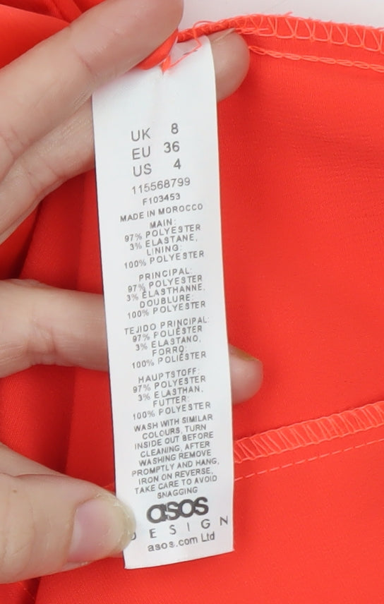 ASOS Women’s Orange Size 8 Bodycon Midi Dress with Cut Out Detail