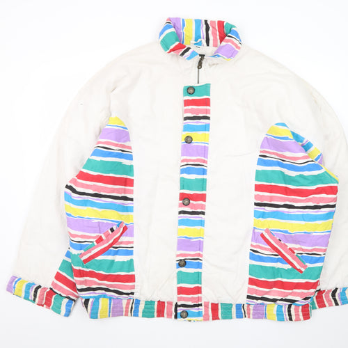 Virgin Men's Multicoloured XL Retro 80s Striped Bomber Jacket