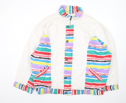 Virgin Men's Multicoloured XL Retro 80s Striped Bomber Jacket