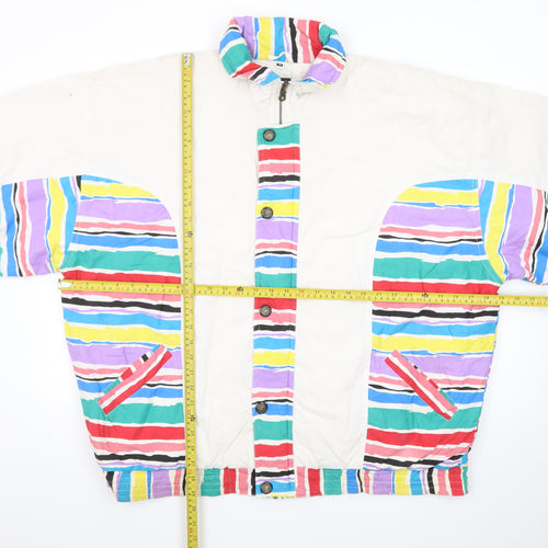 Virgin Men's Multicoloured XL Retro 80s Striped Bomber Jacket