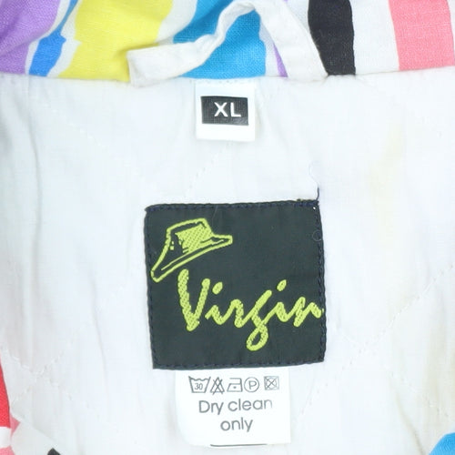 Virgin Men's Multicoloured XL Retro 80s Striped Bomber Jacket