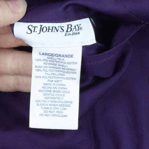 St. John's Bay Women's Purple Puffer Jacket Size L Polyester