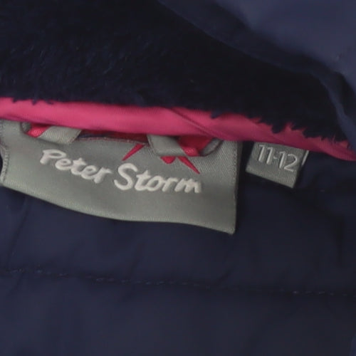 Peter Storm Girls Blue Hooded Puffer Jacket 11-12 Years Winter Coat