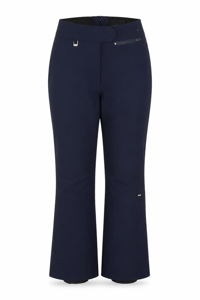 Front view of Fera women’s blue wool blend tall 14l snow pants ski trousers