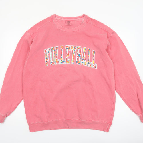 Comfort Colors Unisex Pink Volleyball Graphic Pullover Sweatshirt L
