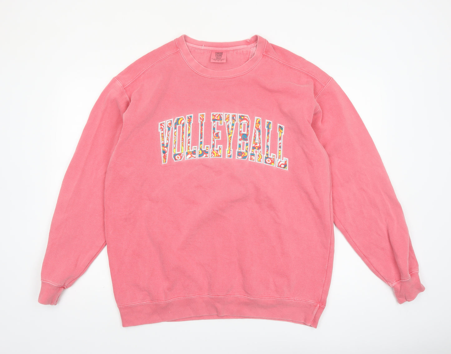 Comfort Colors Unisex Pink Volleyball Graphic Pullover Sweatshirt L