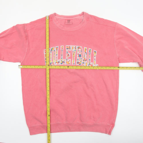 Comfort Colors Unisex Pink Volleyball Graphic Pullover Sweatshirt L