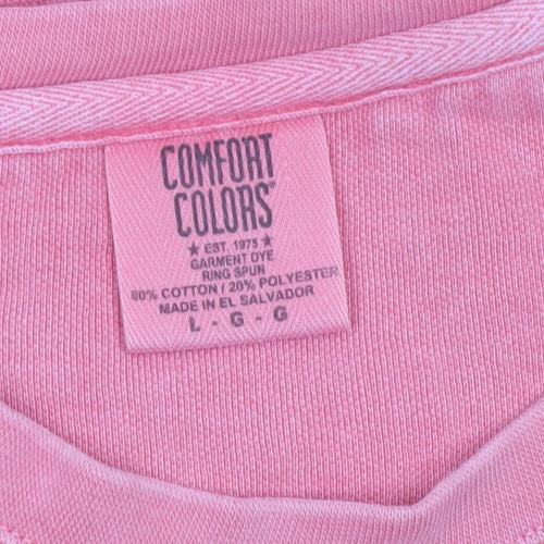 Comfort Colors Unisex Pink Volleyball Graphic Pullover Sweatshirt L